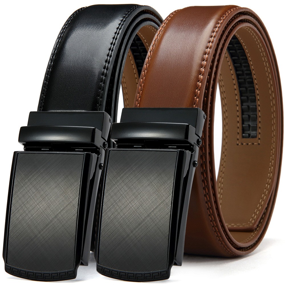 Leather Ratchet Belt with Adjustable Buckle