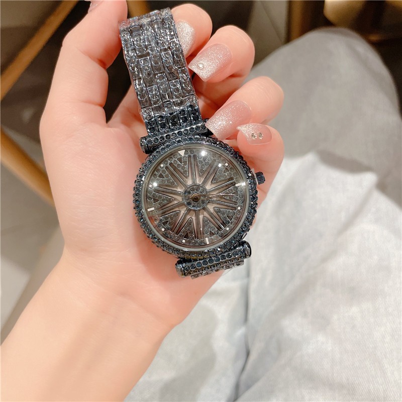 Luxury Luminescence Diamond Rotation Watch for Women