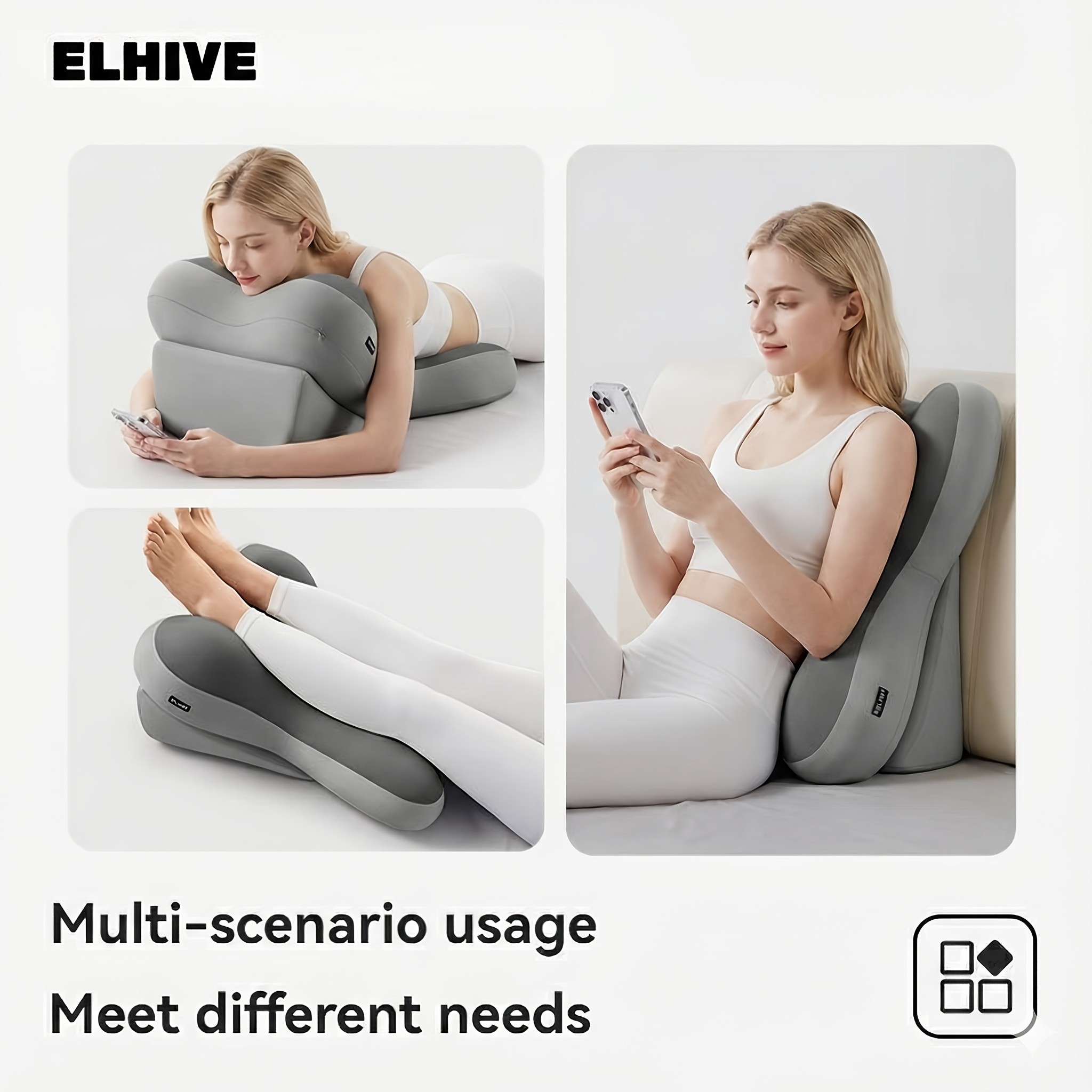 ELHIVE Adjustable Backrest Pillow for Bed