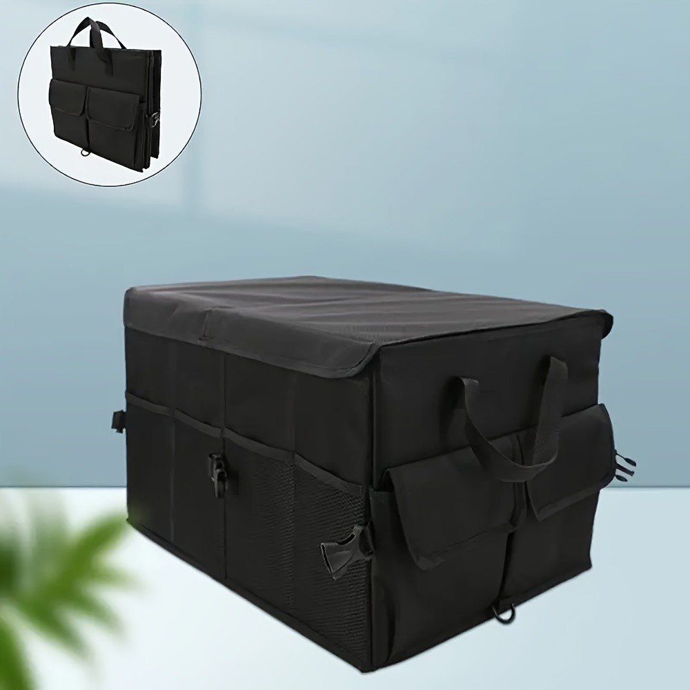 60L Heavy-Duty Foldable Car Trunk Organizer with Lid and Dividers