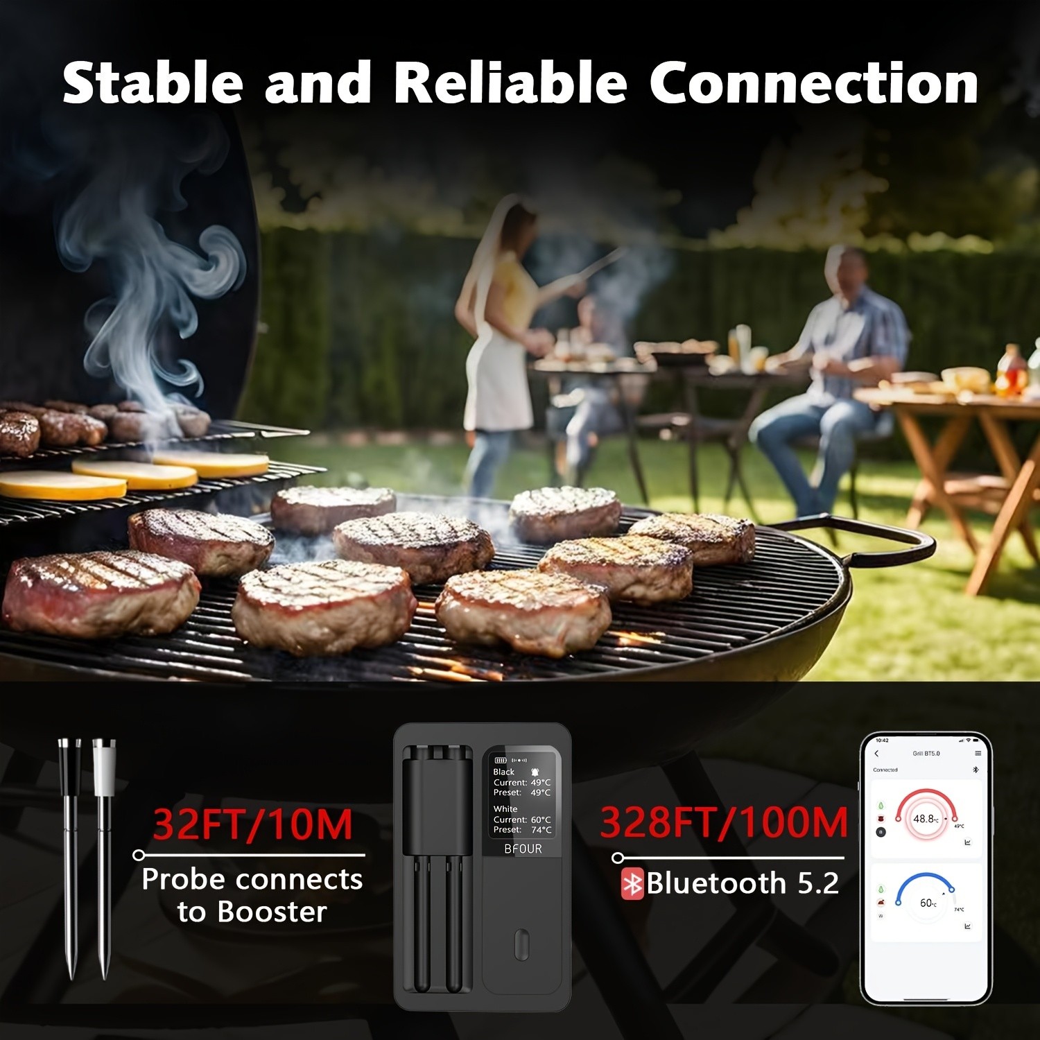 Wireless 2-Prong Meat Thermometer with Two Probes