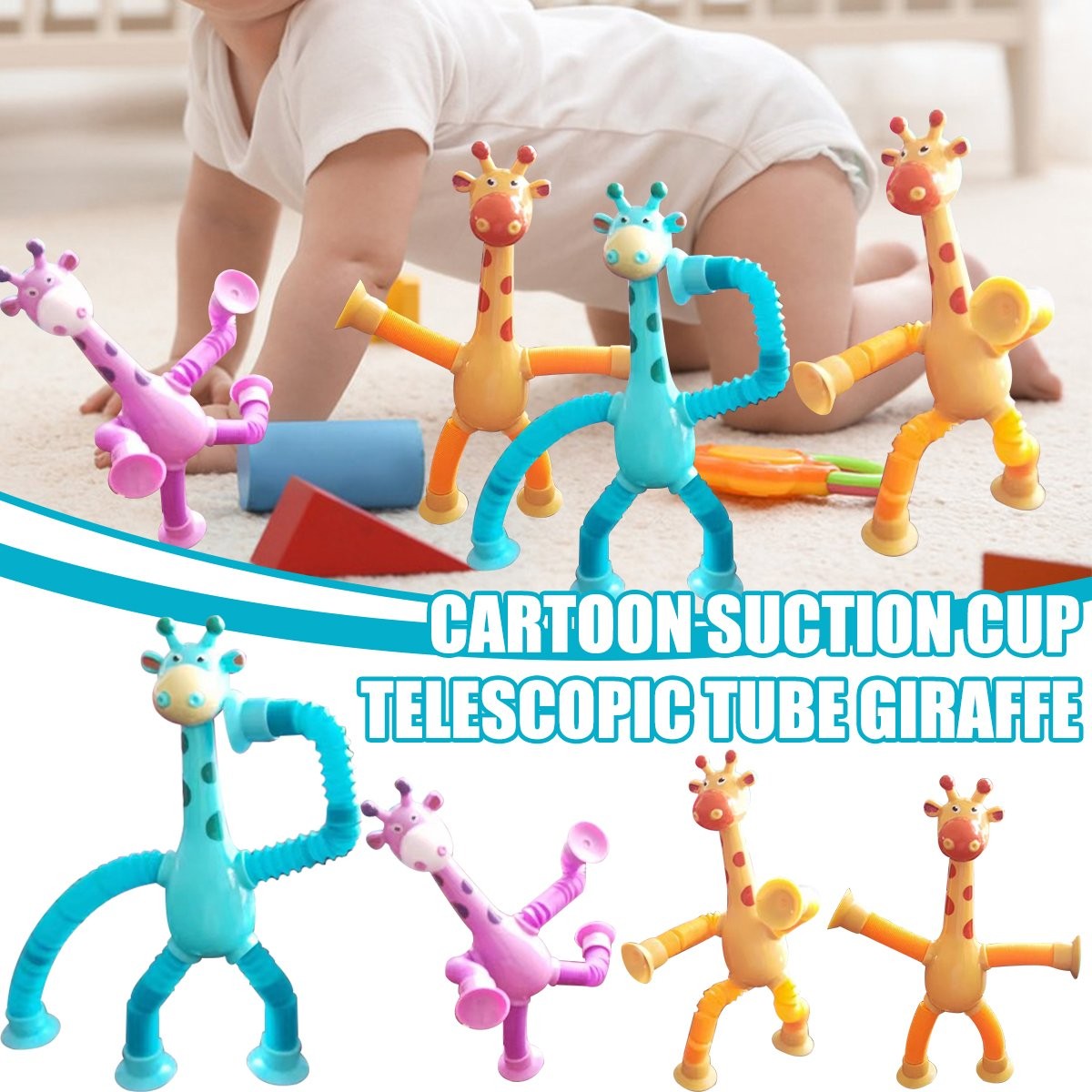 Telescopic Suction Cup Giraffe Toy