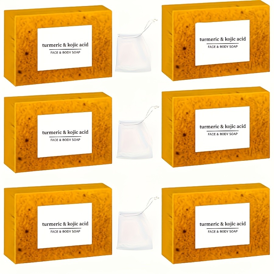 6 bars of Turmeric & Kojic Acid Face & Body Soap  Gentle Daily Cleansing with Natural Ingredients