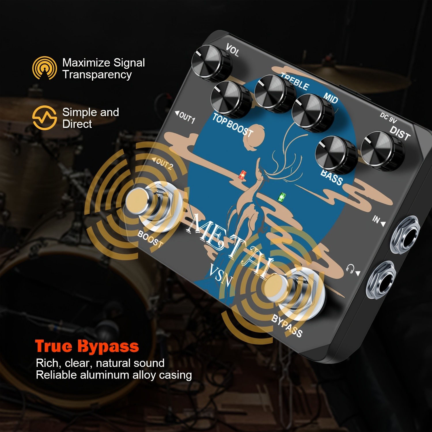 Amuzik Heavy Metal Distortion Guitar Pedal