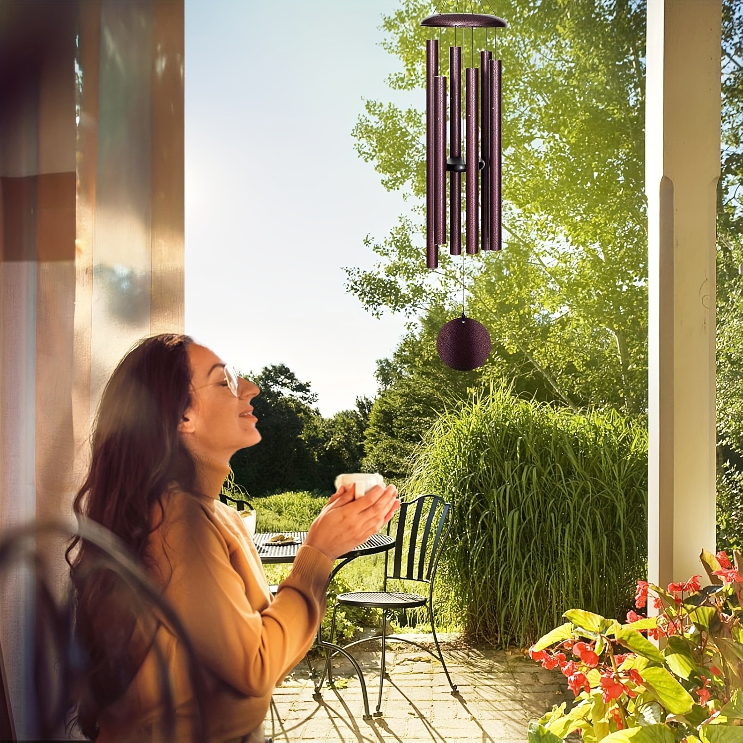 Large-Sized Blooming Red Wind Chime