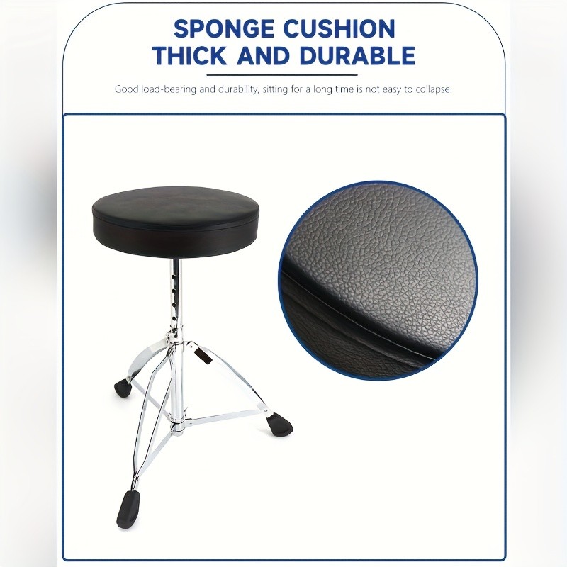 Heavy-Duty Adjustable Height Drum Stool with Padded Comfort & 360 Swivel