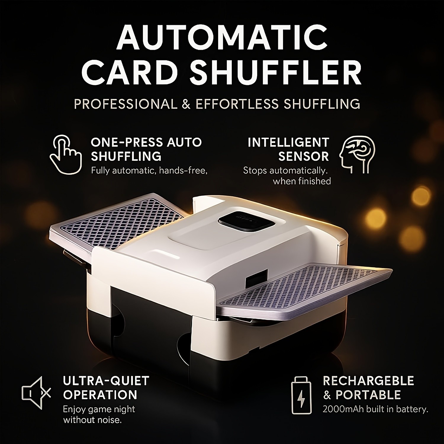 Fully Automatic Card Shuffler Silent, Anti-Jam Precision for Fair Play