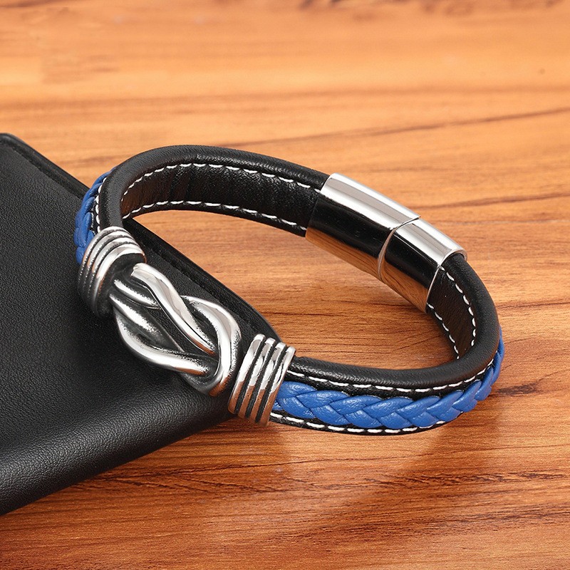 Men Simple Leather Braided Bracelet