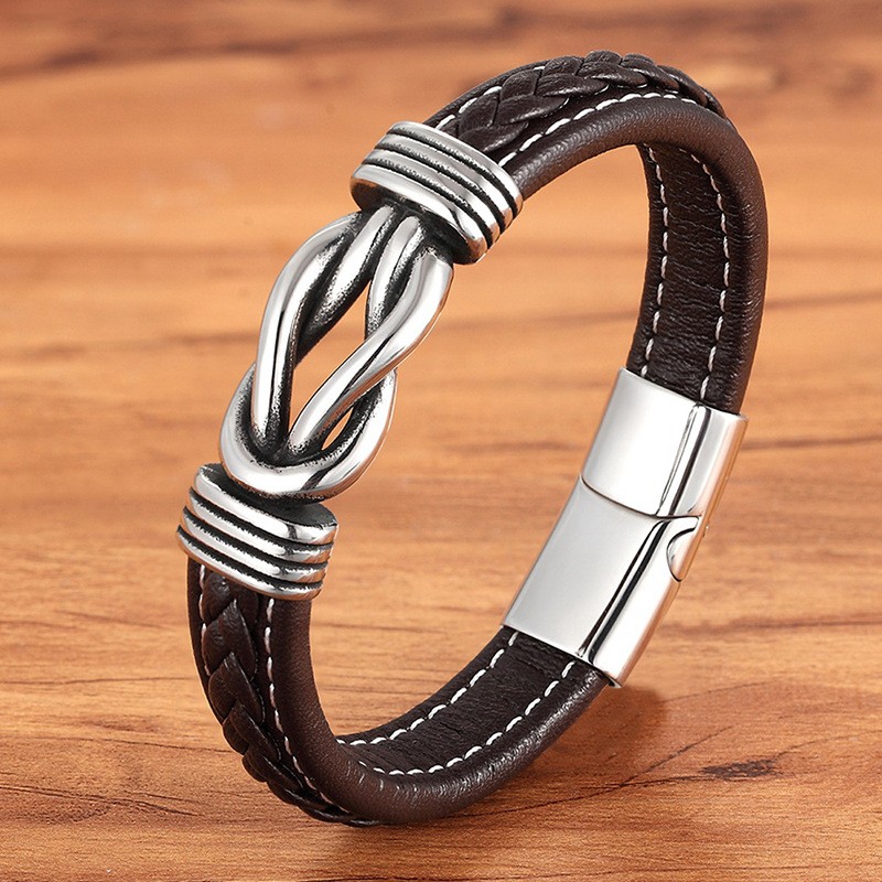Men Simple Leather Braided Bracelet