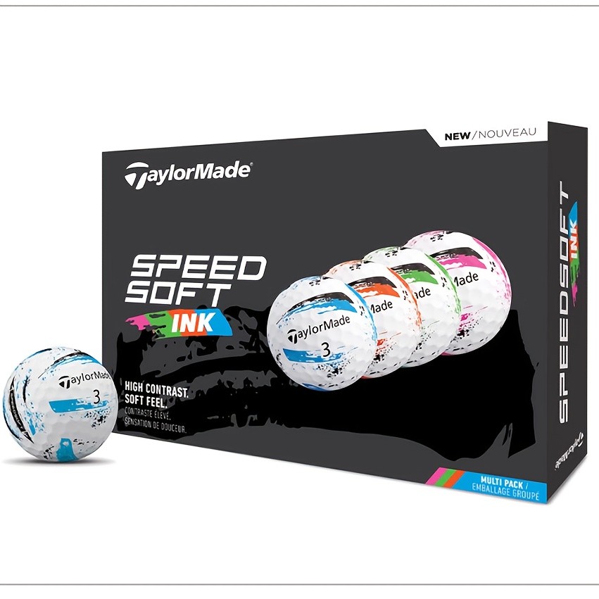 12pcs TaylorMade SpeedSoft Ink PNK GLB White/Pink Golf Balls
