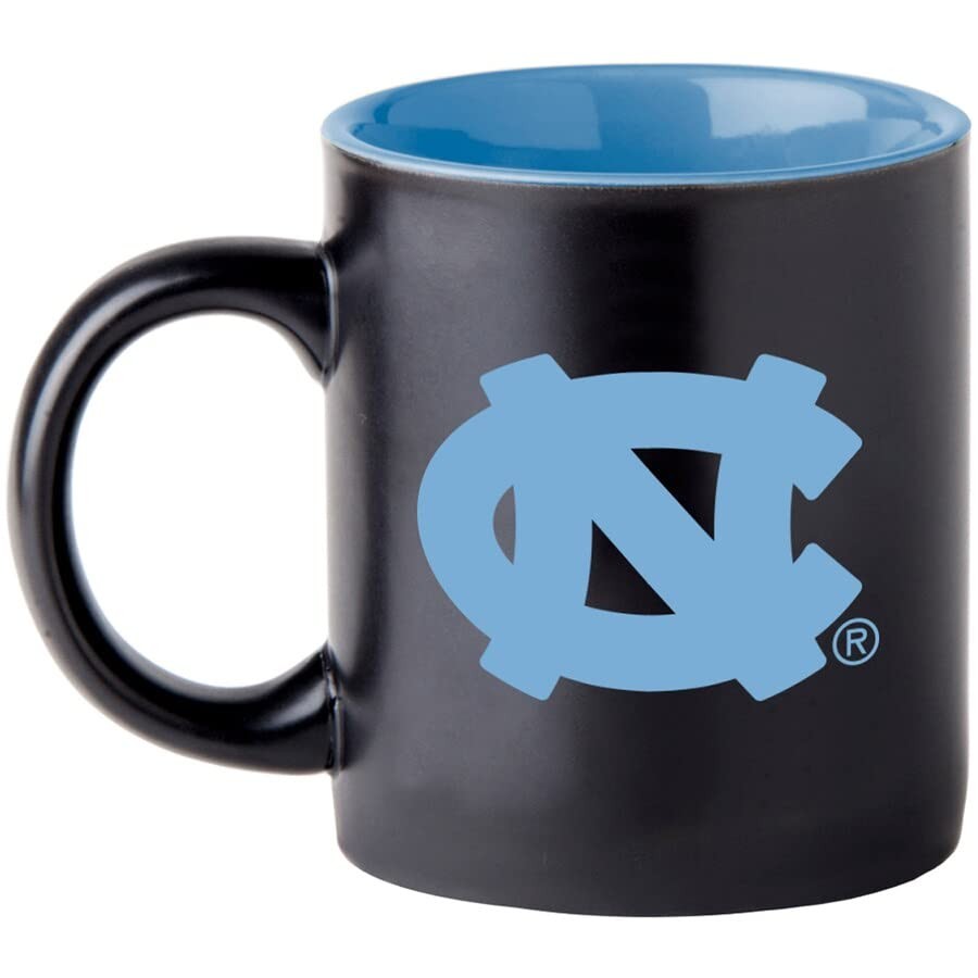 Boelter Brands Two Toned Matte Black Coffee Mug NCAA Team Logo with Inner Team Color (North Carolina Tar Heels)