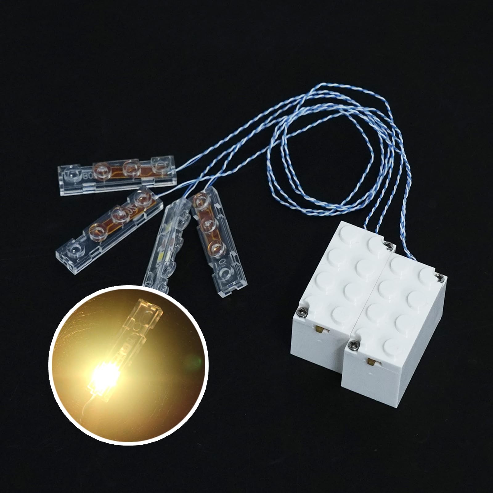 Pamvava Light Up Bricks 2 Sets 1X4 LED Lighting Kit Classic DIY Lights Accessories Compatible with Major Brands (Yellow)