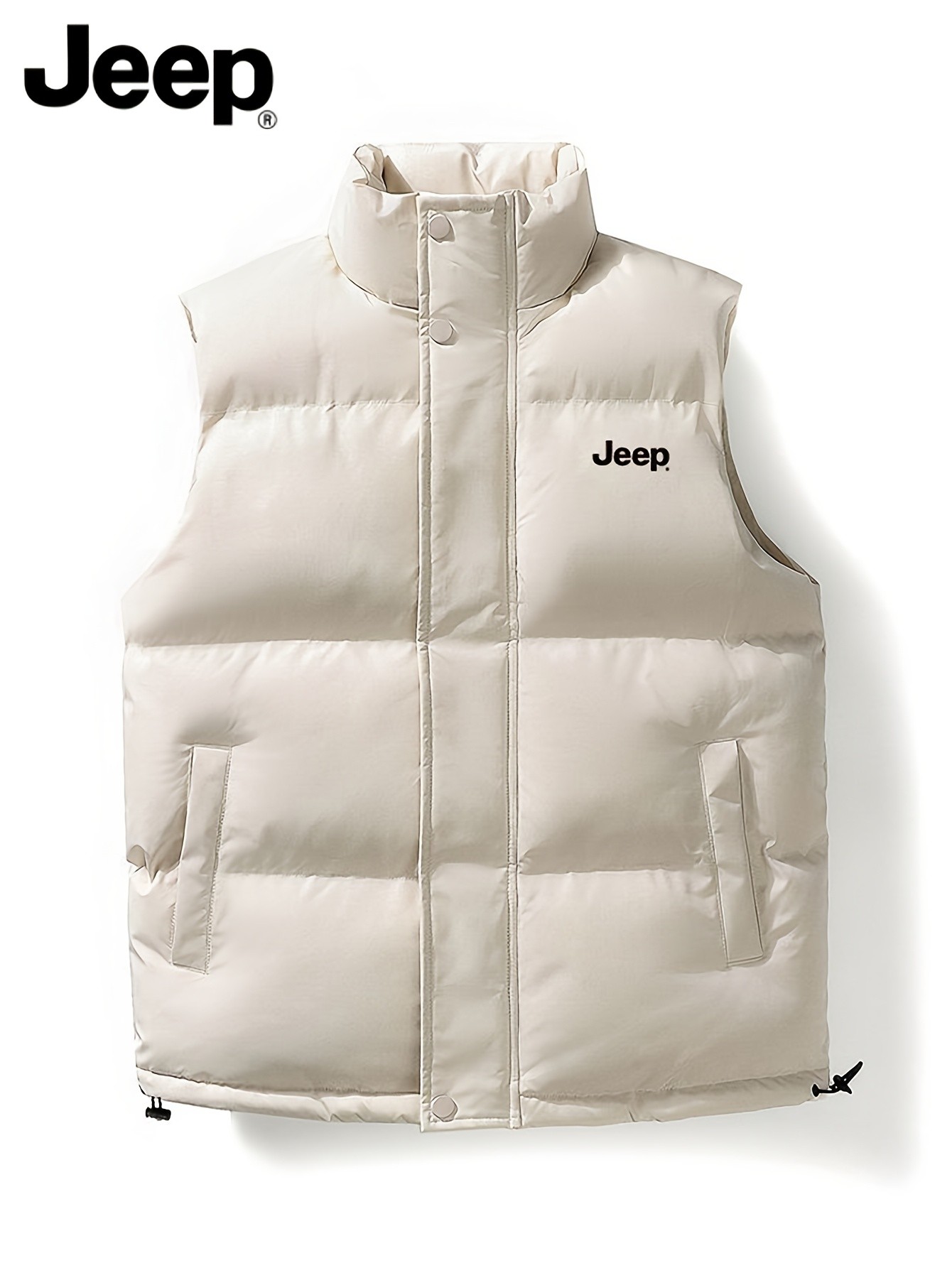 Jeep Mens Stand Collar Vest  Thick Warm Fleece-Lined Jacket for Fall with Pockets