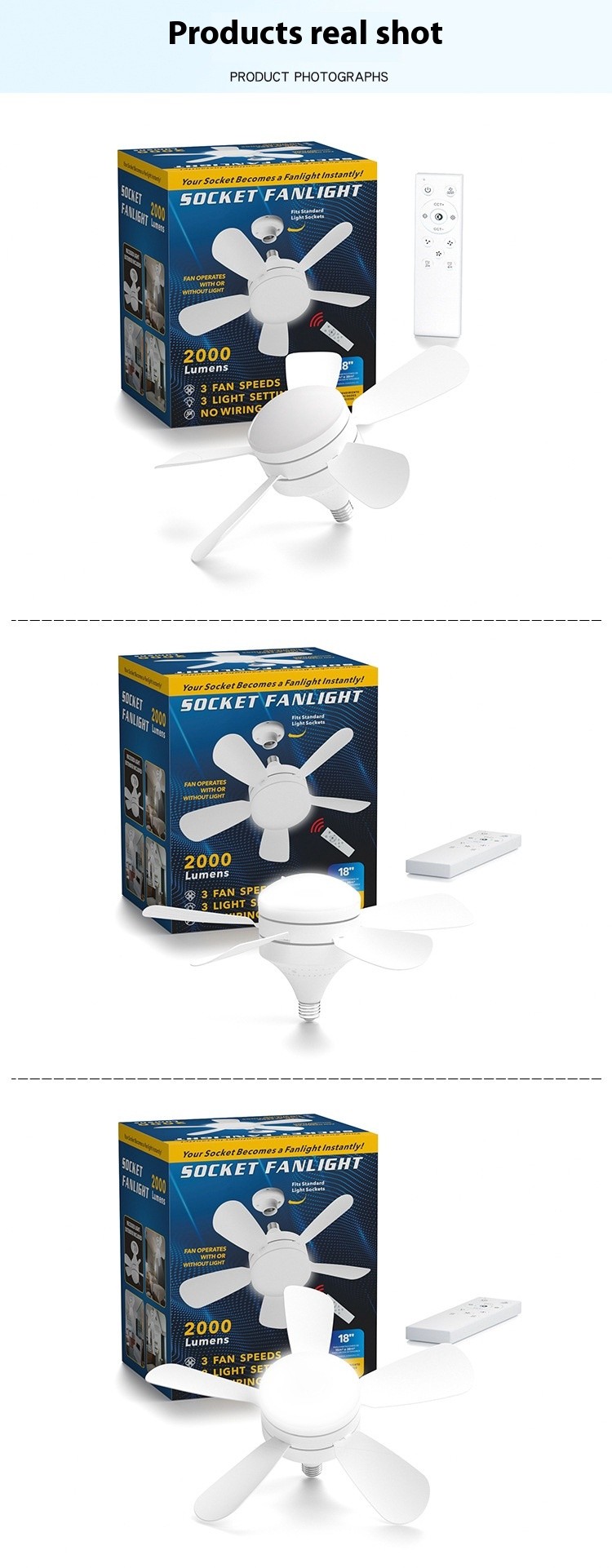 Socket Ceiling Fan Light