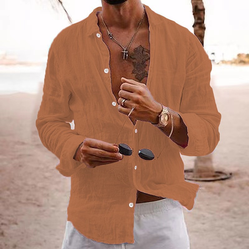 Mens Linen Long Sleeve Shirt