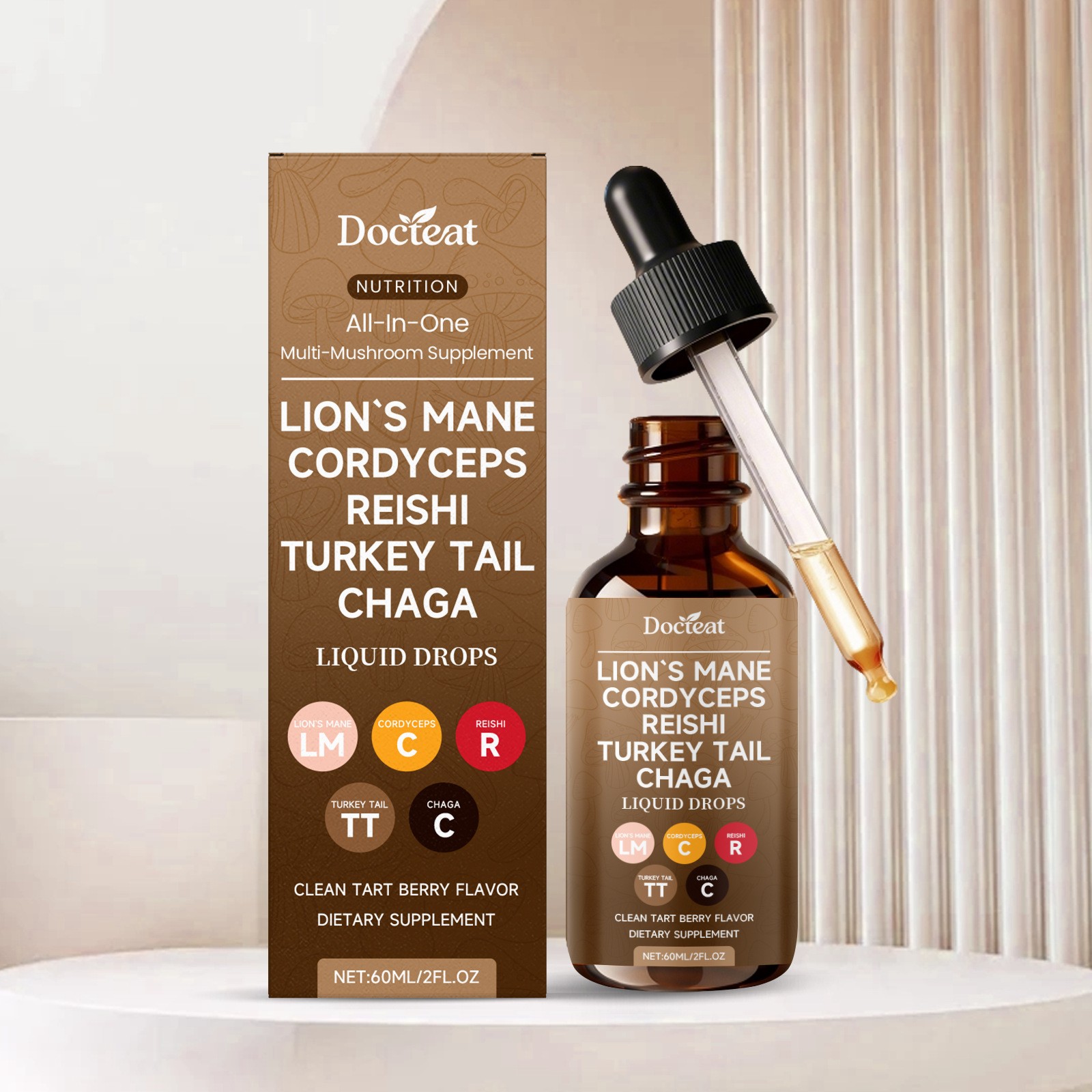 docteat Lion's Mane Cordyceps Reishi Turkey Tail Chaga