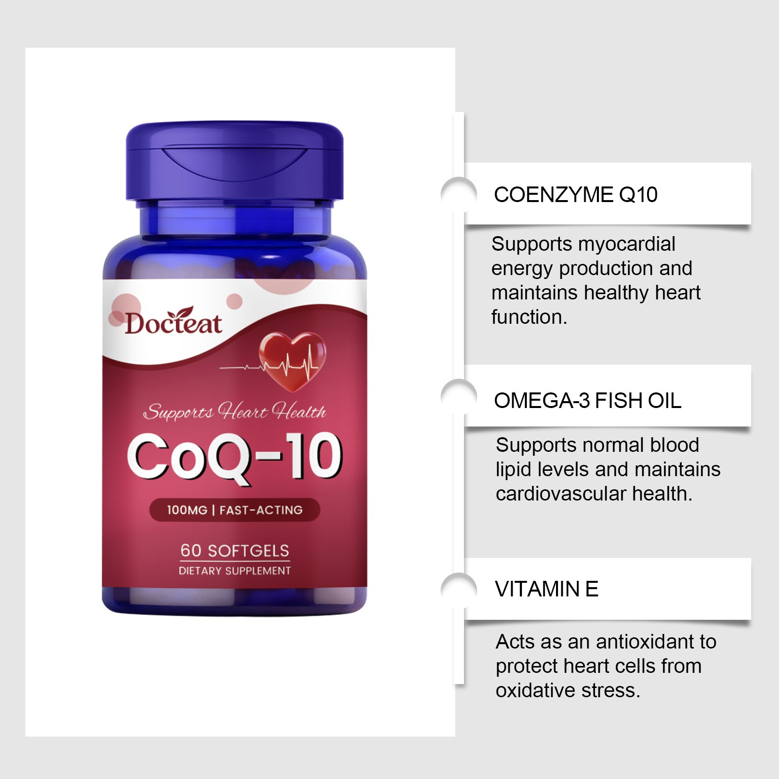 CoQ-10 100mg  Supports Heart Health and Vitality