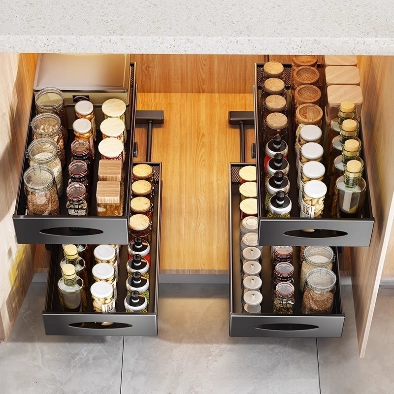 Pull-out Double-layer Lath Drawer Kitchen