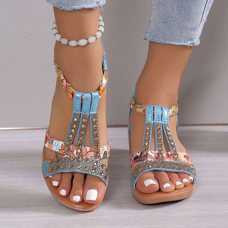 Rhinestone Open Toe Orthopaedic Sandals