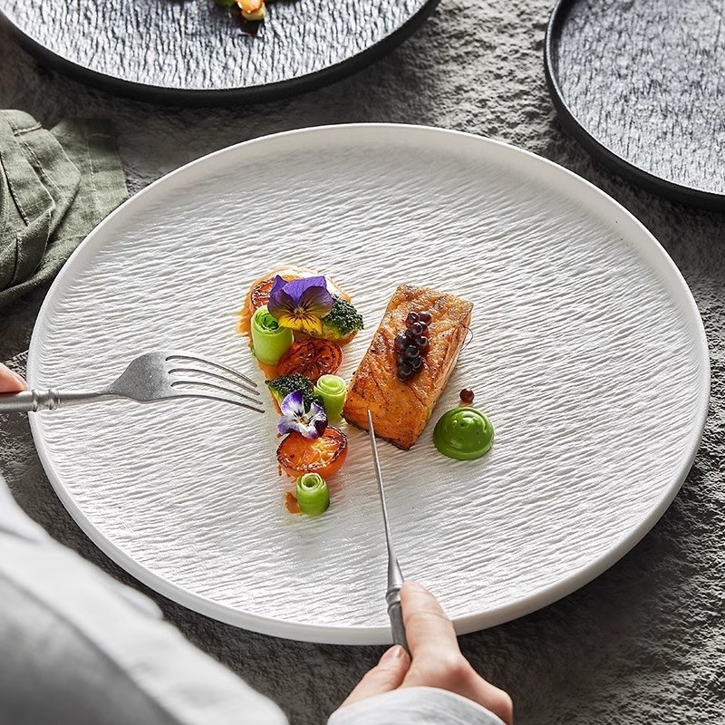 White Ceramic Steak Dinner Plate