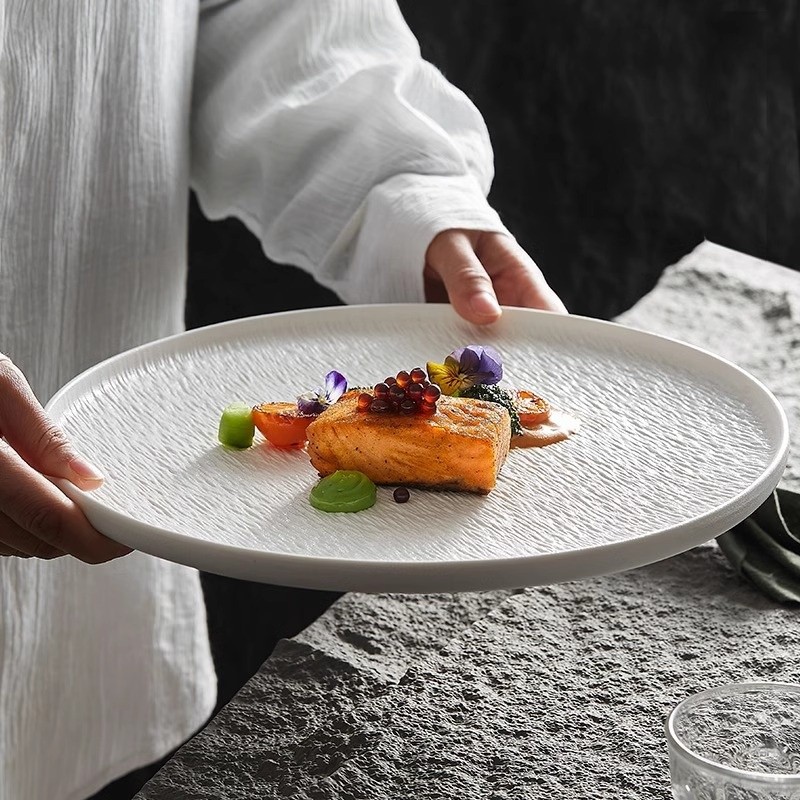 White Ceramic Steak Dinner Plate