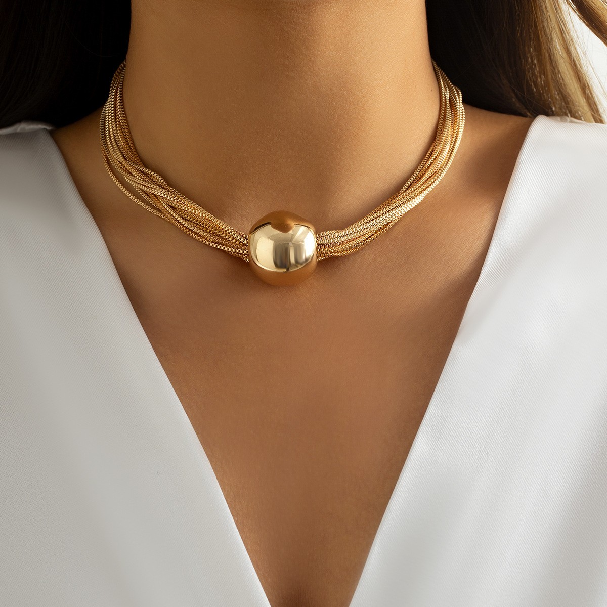 Alloy Chunky Choker Necklace