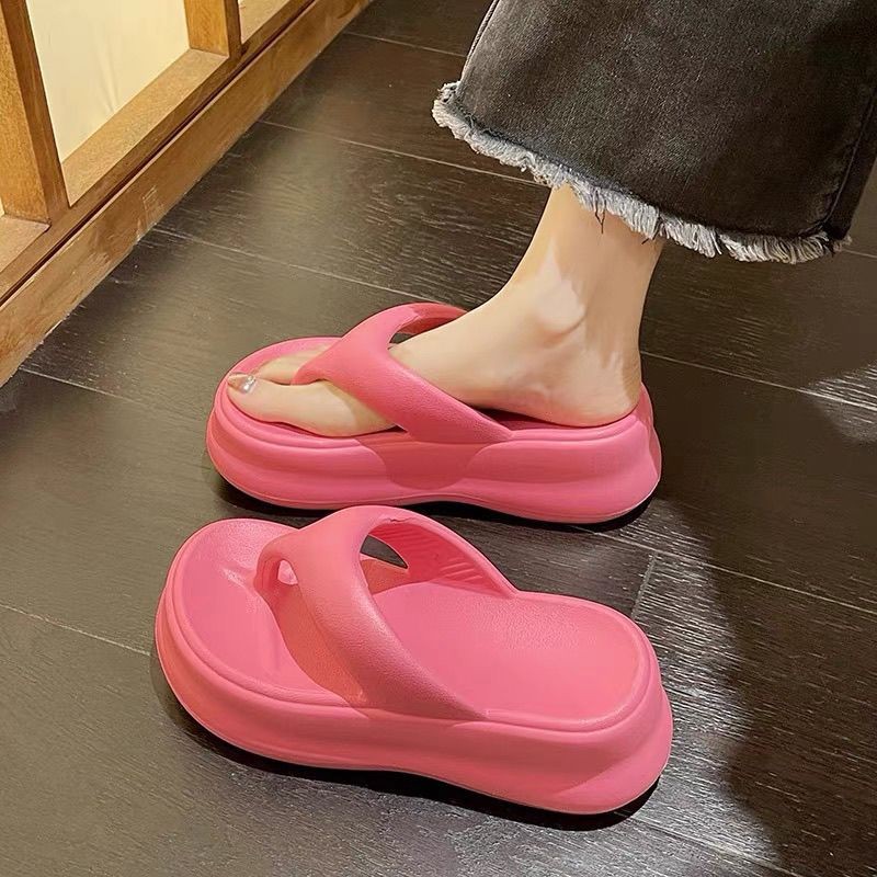 Leather Chunky Platform Flip Flops
