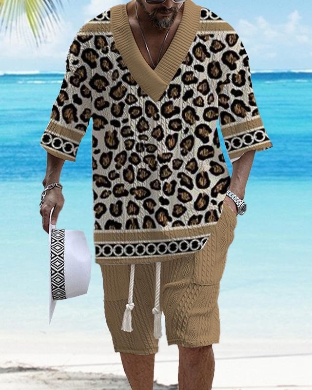 Vintage Jacquard V-Neck Two Piece