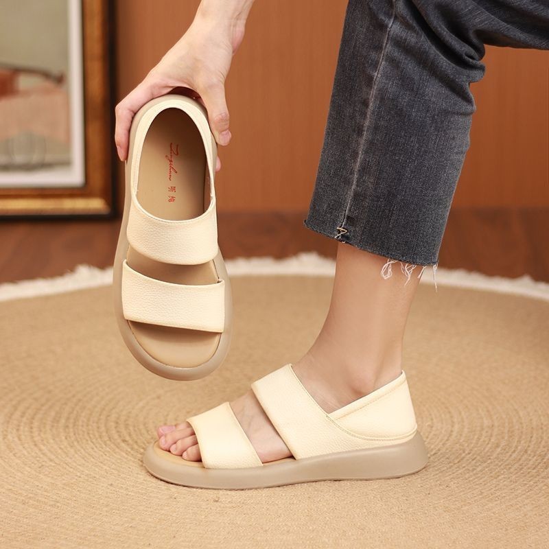 Thick Sole Womens Stylish Genuine Leather Sandals