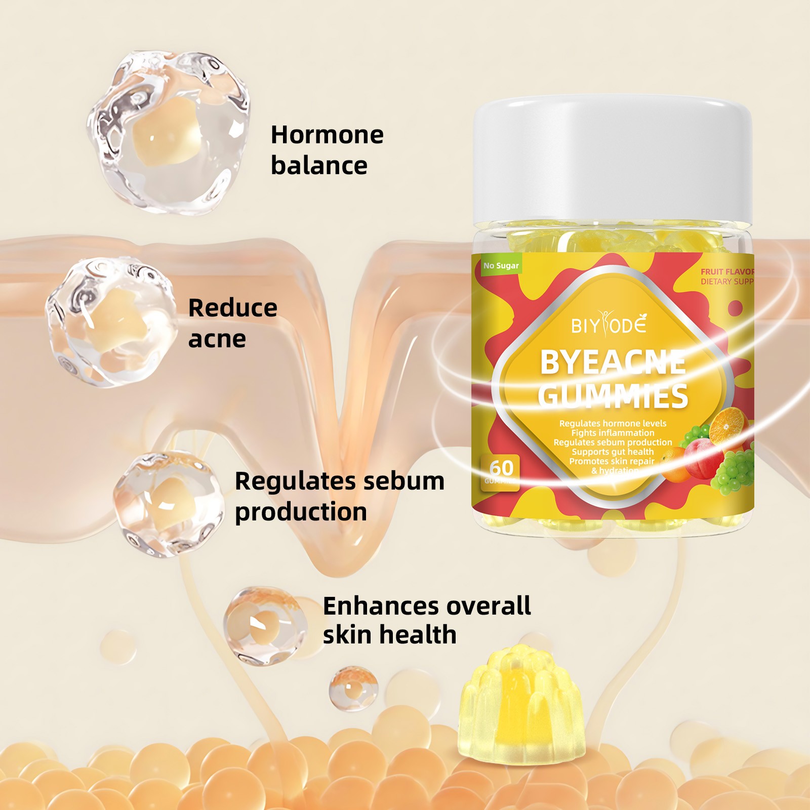ByeAcne Gummies Sugar-Free Daily Skin Support from Within