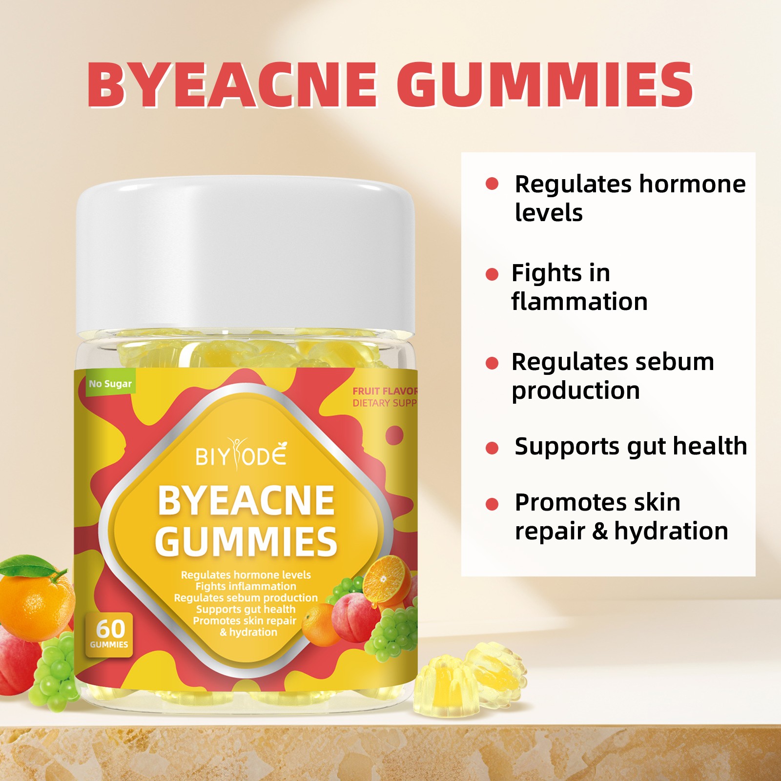 ByeAcne Gummies Sugar-Free Daily Skin Support from Within