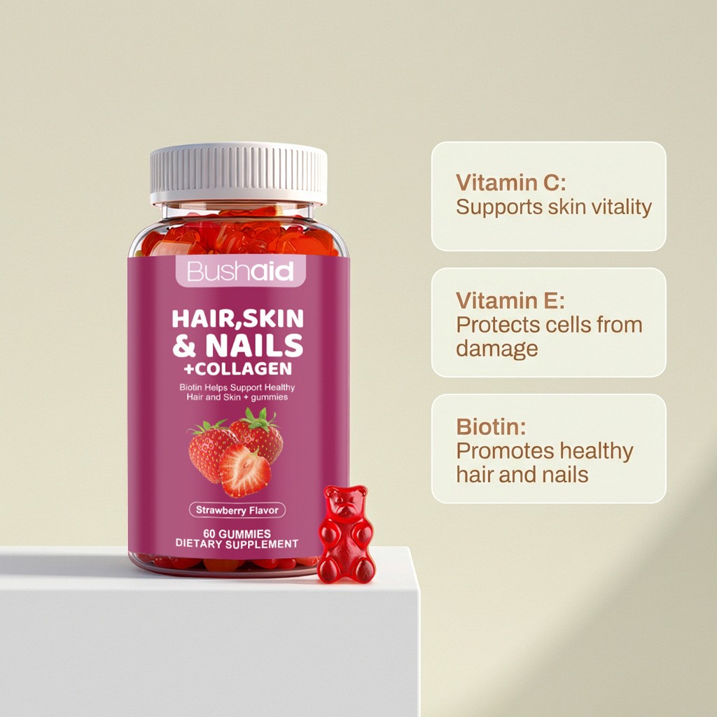 Bushaid Hair, Skin & Nails + Collagen Gummies