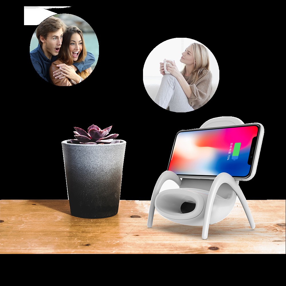 Portable Mini Chair Wireless Charger With Speaker