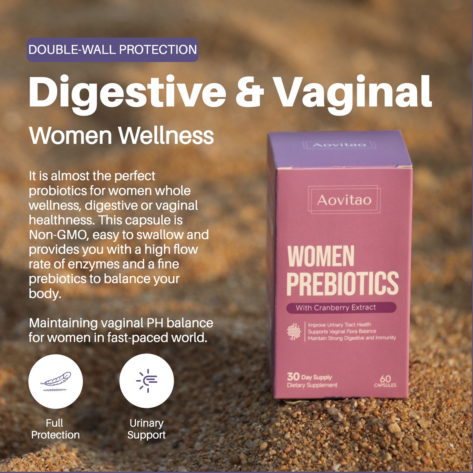 Aovitao Women Prebiotics with Cranberry Extract