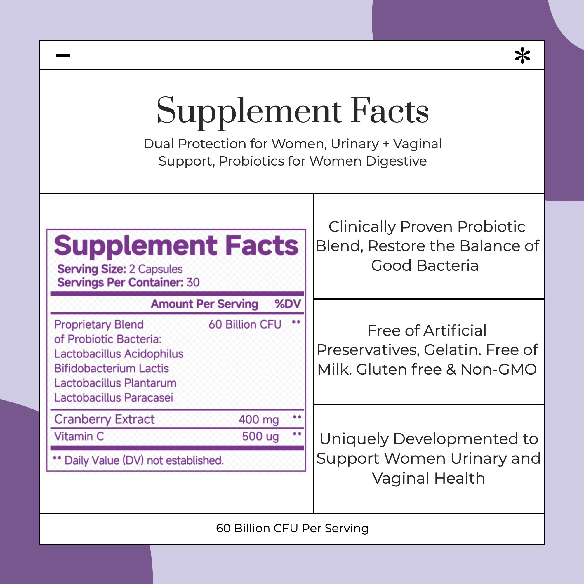 Aovitao Women Prebiotics with Cranberry Extract