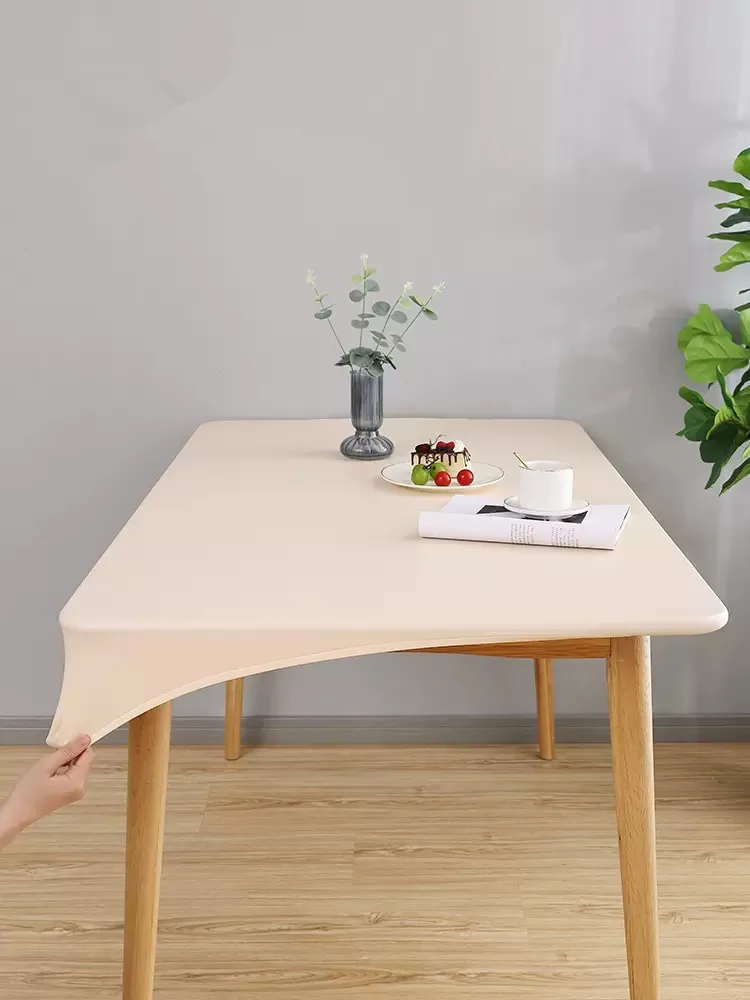 Color: Green, Specification: 60*60cm - Solid color PU leather table cover fixable elastic tablecloth waterproof round square Table cloth custom table protector