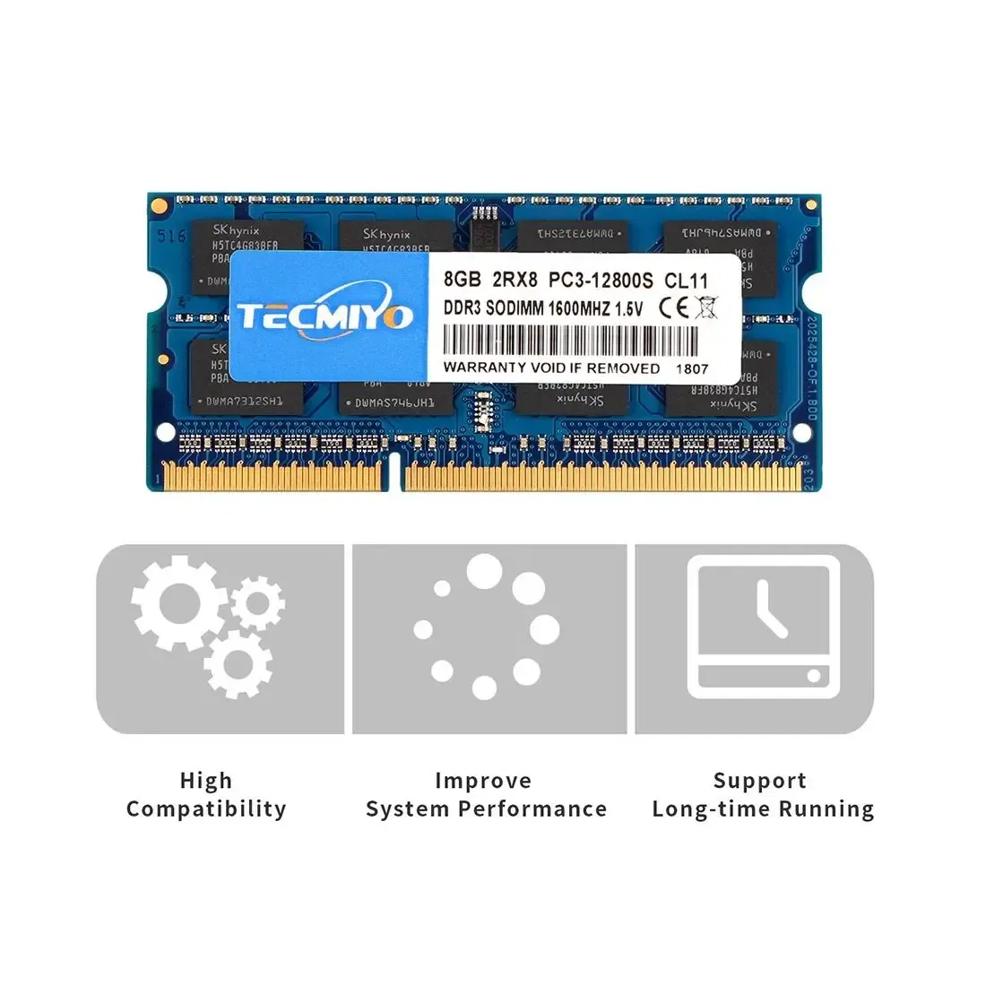 TECMIYO 2X8GB DDR3 1600MHz SODIMM Laptop Memory RAM DDR3 8GB 1600MHz SODIMM 1.5V PC3-12800S Non-ECC - Blue