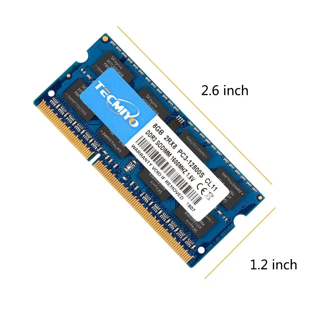 TECMIYO 2X8GB DDR3 1600MHz SODIMM Laptop Memory RAM DDR3 8GB 1600MHz SODIMM 1.5V PC3-12800S Non-ECC - Blue