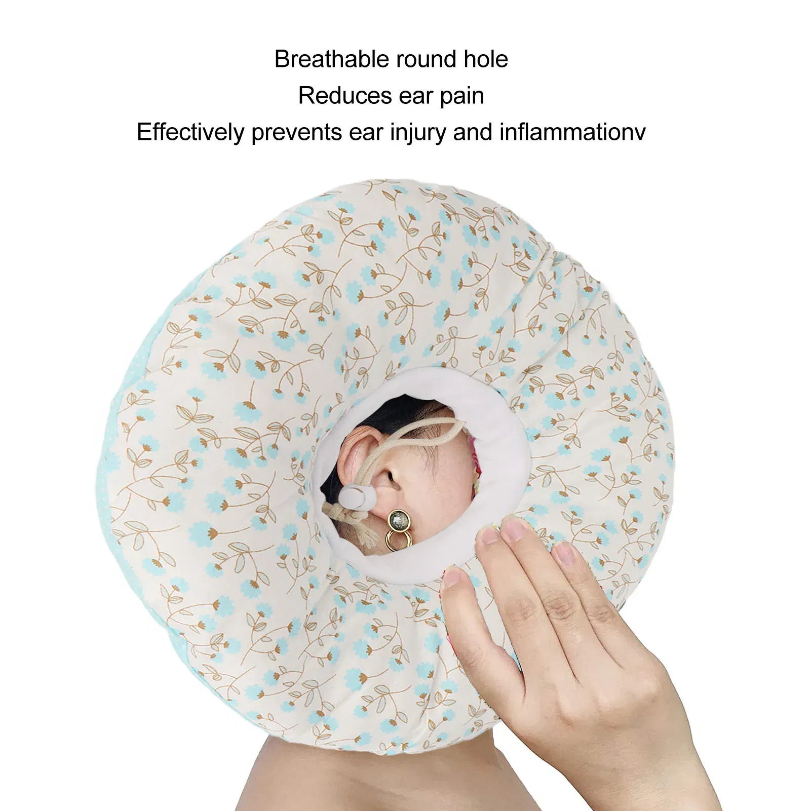 Color: Red - Ear Pillow Breathable Cotton Piercing Ear Care Pillow Ear Hole Guard Neck Support Side Sleeping Pillow Donut Cushion with Hole