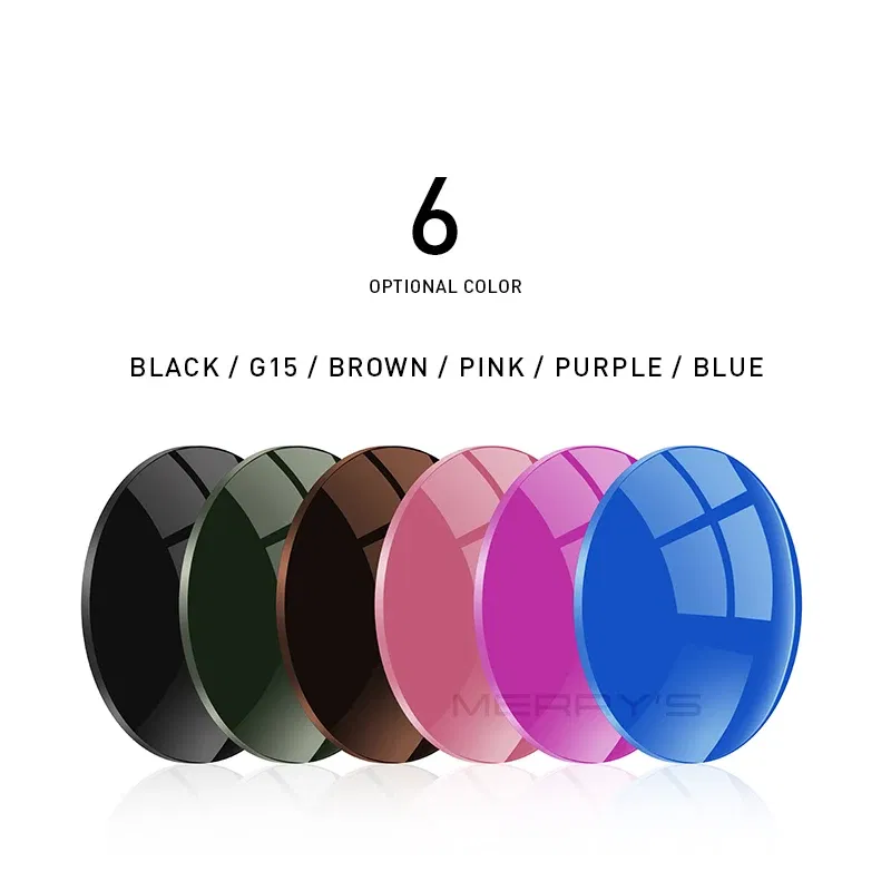 Lenses Color: Khaki, Lens Index: 1.61 - MERRYS Photochromic Gray Green Brown Pink Purple Blue Series 1.56 1.61 1.67 Prescription Glasses Lenses For Myopia Hyperopia