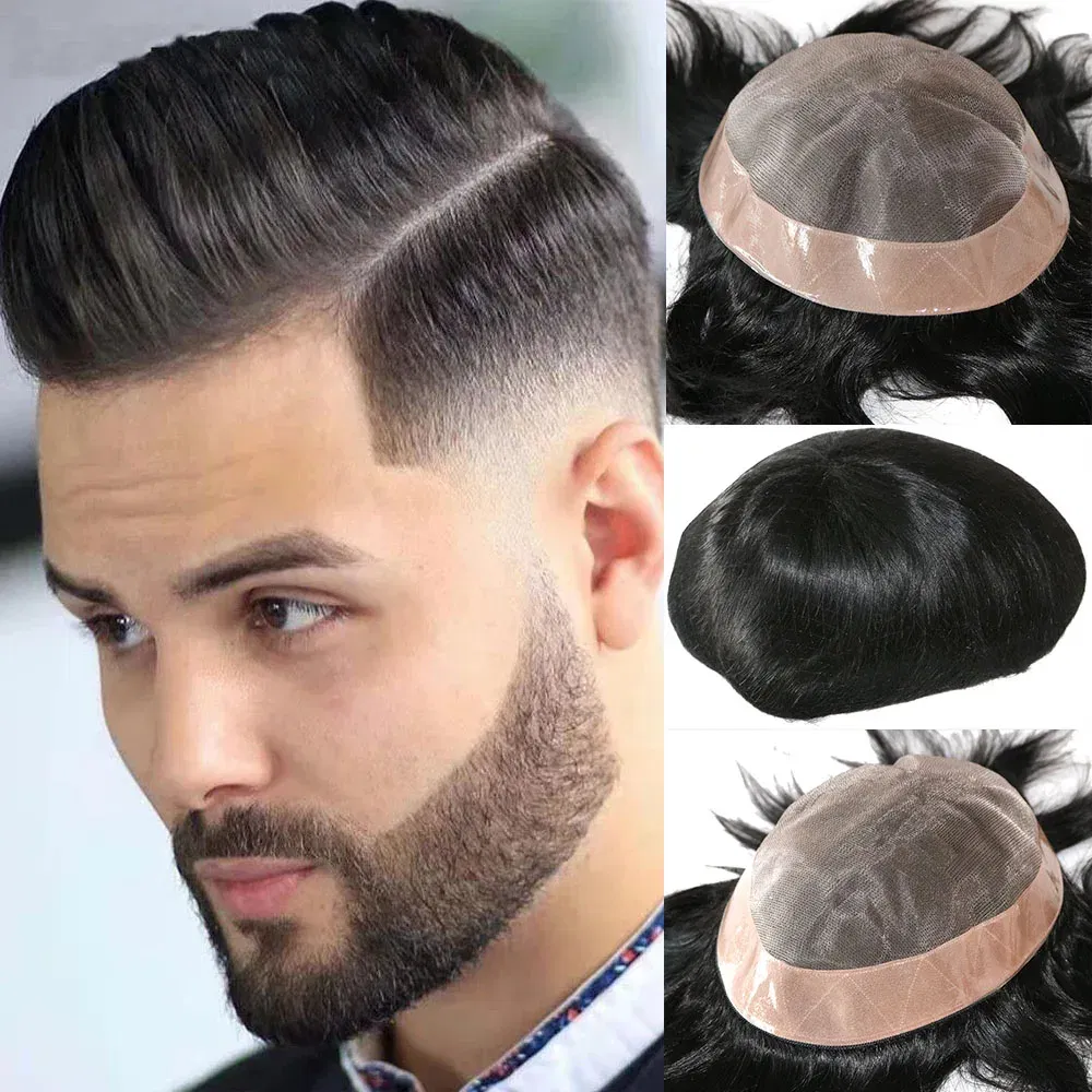 Toupee Color: 20R#, Toupee Density: 130%, Length: 6 inches, Toupee Size: 8x10, Toupee Design: free - 20MM Curly Brown Black Super Durable Mono Lace&Pu Mens Toupee Wig Human Hair 15mm Capillary Prosthesi Weave Replacement For Male