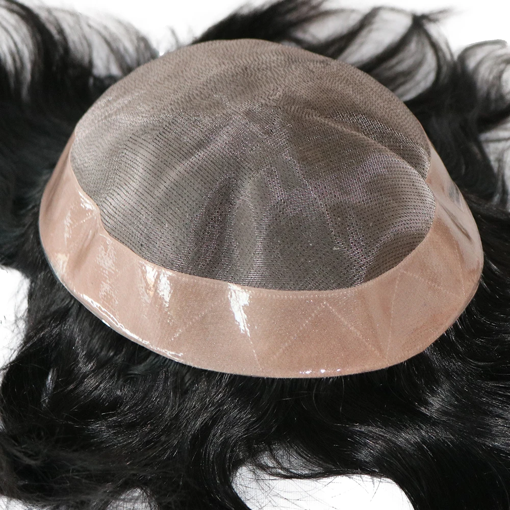 Toupee Color: 20R#, Toupee Density: 130%, Length: 6 inches, Toupee Size: 8x10, Toupee Design: free - 20MM Curly Brown Black Super Durable Mono Lace&Pu Mens Toupee Wig Human Hair 15mm Capillary Prosthesi Weave Replacement For Male