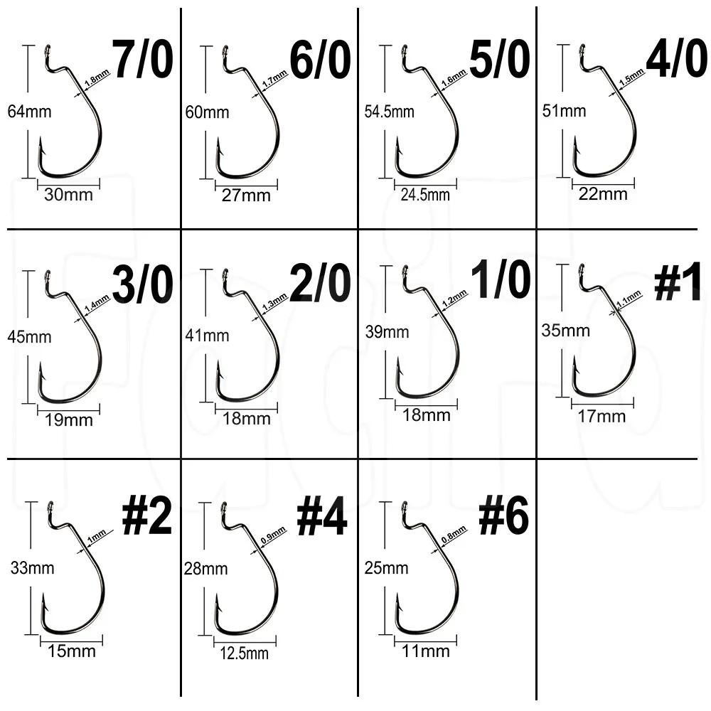 Color: WHITE - 100 pcs Wide Gap Worm Fishing Hooks Jig Crank Big Bass Hook Black High Carbon Steel Crank Barbed Hook for Soft Fishing Lure