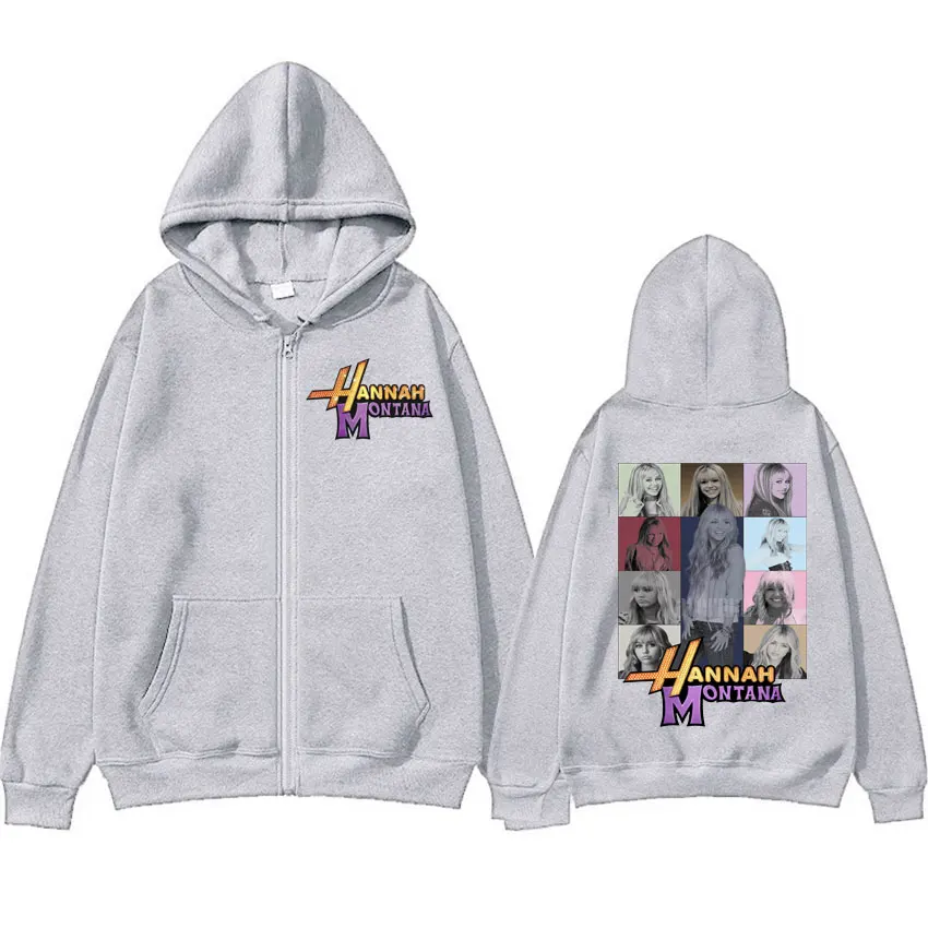 Color: SKY BLUE, Size: XL - New Hannah Montana Logo Zipper Hoodie Miley Cyrus The Eras Tour Men Women Jacket Sweatshirt Fashion Aesthetic Trend Zip Up Hoody