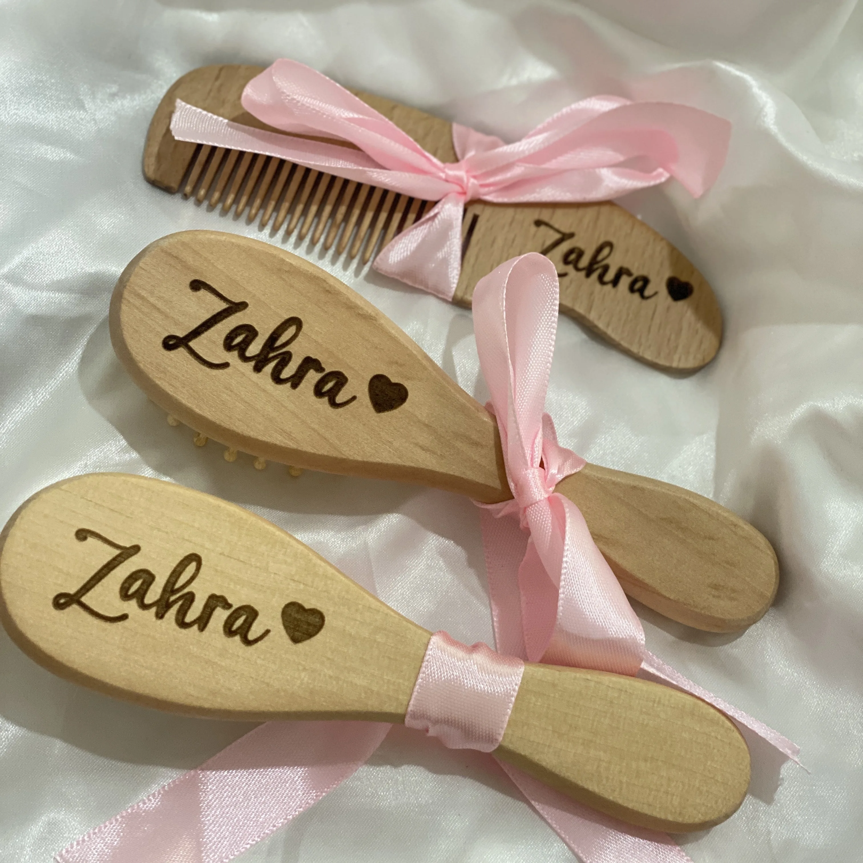 Color: Olive - Personalized Baby Care Hair Brush Pure Natural Wool Wood Comb,Engraved Newborn Massager Baby Shower and Registry Gift