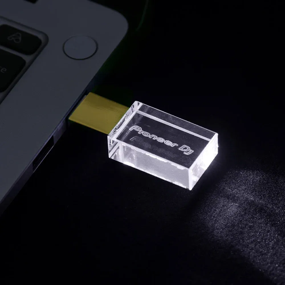 Color: green, Capacity: 128 GB - JASTER Luminous USB drive Gold Lid Crystal USB Flash Drive 128GB Pendrive 64GB Colorful LED Memory Stick 16GB with Pioneer DJ