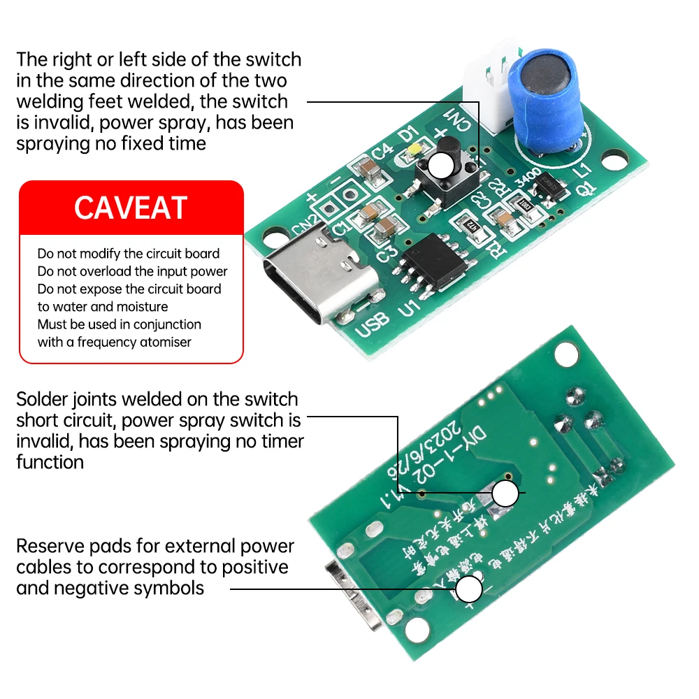 Bundle: Bundle2 - DC5V Ultrasonic Spray Humidifier Electronic Atomization Module Set Universal Humidification Module TYPE-C