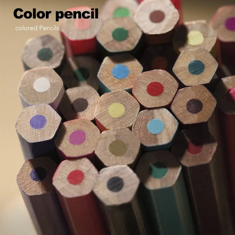 Color: WHITE - 12/24/48/72 Colors Color pencil  DIY set includes: Wooden Color Pencil Sharpener Eraser School Office Supplies Art Stationery