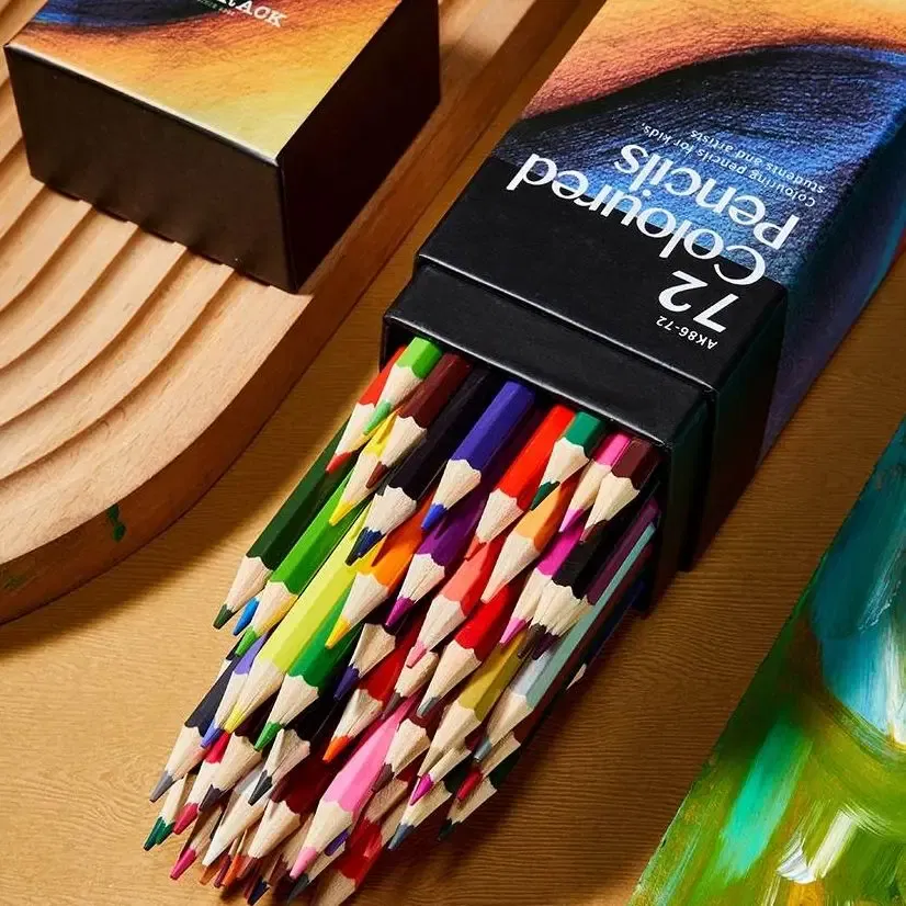 Color: WHITE - 12/24/48/72 Colors Color pencil  DIY set includes: Wooden Color Pencil Sharpener Eraser School Office Supplies Art Stationery
