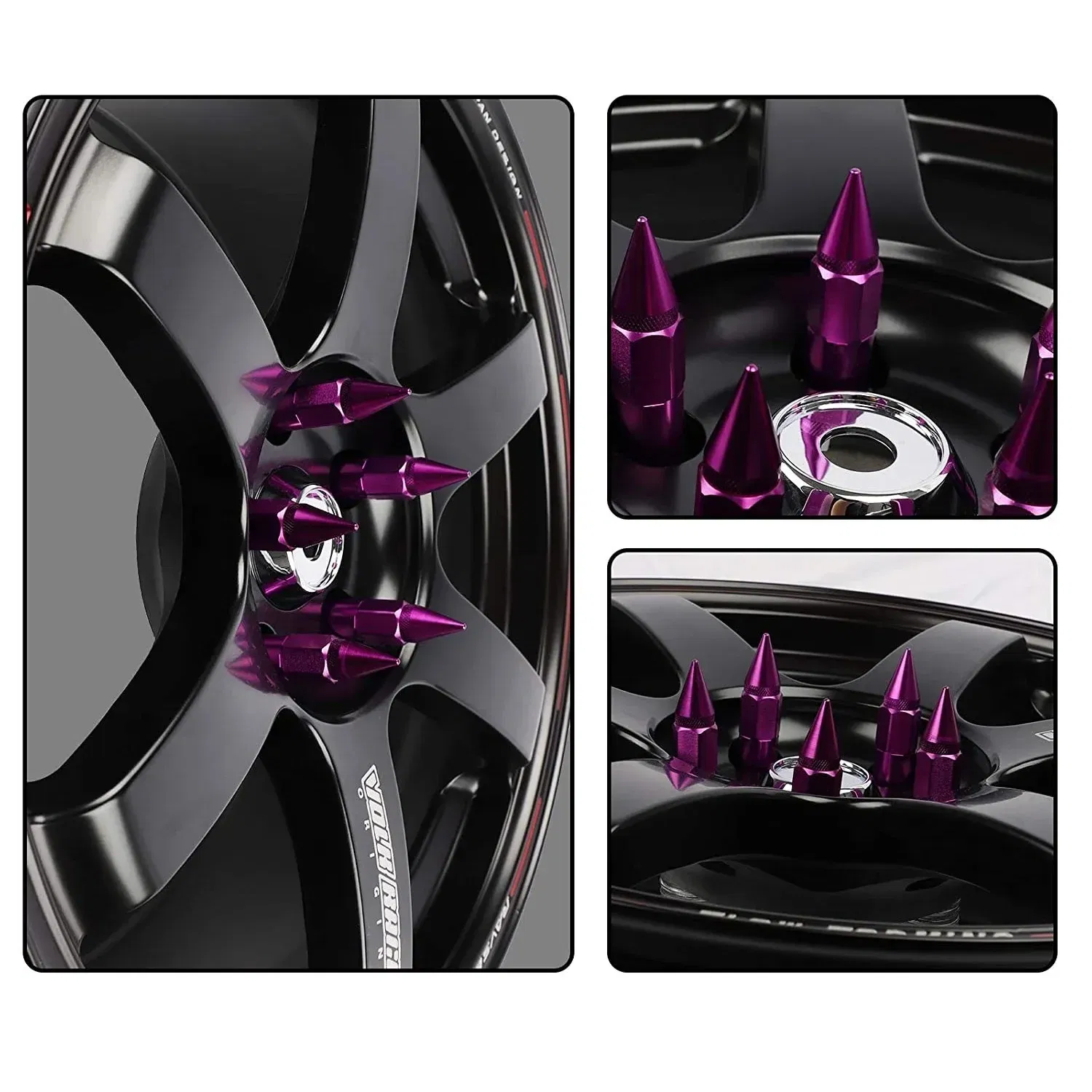 Color Name: Red, Specifications: M12x1.25 - 20pcs 8 Colors Car Accessories Wheel Nuts M12x1.5 M12x1.25 Aluminum 60mm Extended Tuner Spike Lug Nuts For Cadillac Lincoln